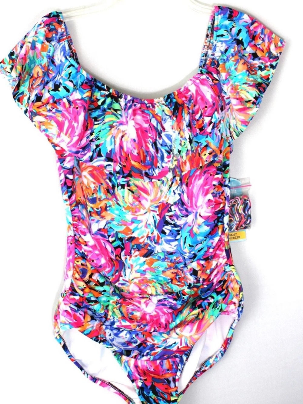 NWT Swim Solutions Ruffle w/straps swimsuit 12